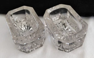 Open salt and pepper cellars/dispensers, clear cut glass, vintage, rectangular - Picture 1 of 24