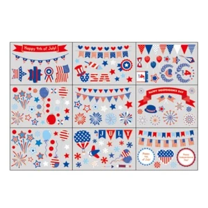 9 Sheets Independence Day Bunting Flag Static Stickers Door Wall Window Clings - Photo 1/7