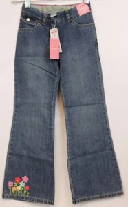 NEW 2007 Gymboree Spring Rainbow Denim Jeans Flower Embroidery Flared Girls 7 + - Picture 1 of 7