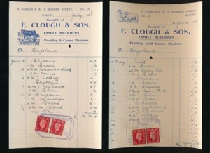 GB 1938 ILLUSTRATED CATTLE SHEEP CLOUGH BUTCHERS RECEIPTS WHITBY...L2 - Picture 1 of 1