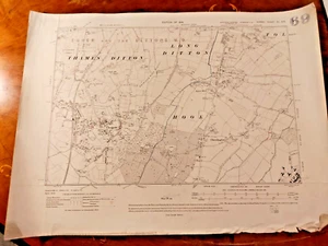 Original 1914 OS Esher & Dittons Long Thames Ditton Chessington Hook Claygate - Picture 1 of 1
