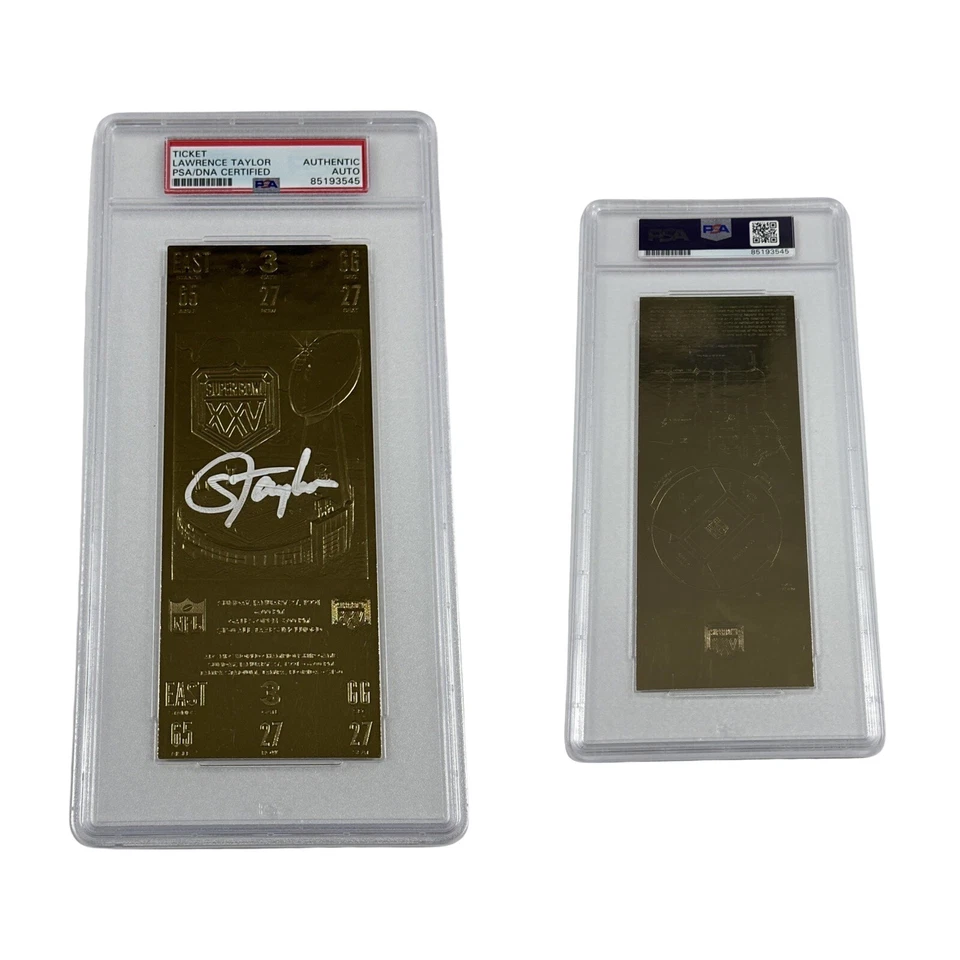 Lawrence Taylor Autographed 22KT Gold Plated Super Bowl XXV Ticket PSA Authentic - Image 1 of 1