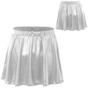 Kids Girls Skirts Show Pleated Shiny Dance Sparkly Activewear High Waist Mini - Picture 1 of 70