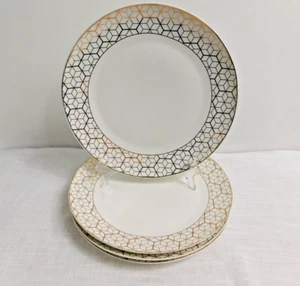 C7 - Gracie's Teaware Gold Cube Dinner Plates Lot of 4 - Picture 1 of 5