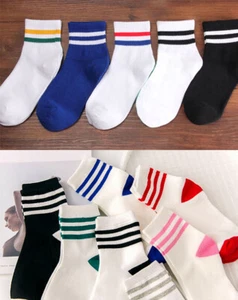 Ladies Casual College Sports Cotton Ankle Socks with Stripe 1 Pair Size 4-5.5UK - Picture 1 of 33