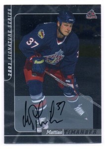 MATTIAS TIMANDER auto SP AUTOGRAPH card COLUMBUS BLUE JACKETS  BAP 2000-01