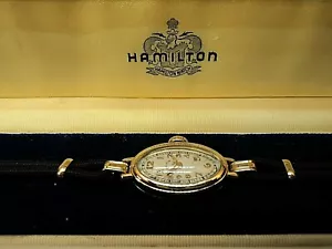 Reloj Hamilton 1935 EE. UU. Ovalado 14KGF Art Deco para mujer 17J~Cal.995A~21/0s~en cajas - Imagen 1 de 8