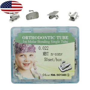 200 Pcs Orthodontic Buccal Tubes First Molar 0.022 MBT Bondable Non-Convertile - Picture 1 of 9