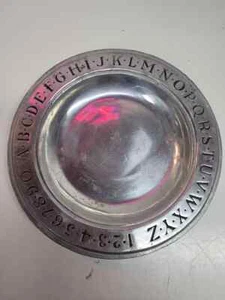 abc's 123's wilton 9" pewter plate / sn3016 r2t5 - Picture 1 of 4