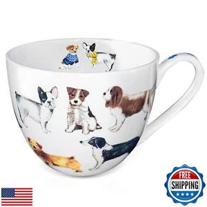 Cute Dog Mugs for Daily Coffee and Tea, Premium 20 oz Bone China Coffee Tea H - Picture 1 of 5