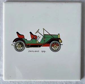 15x15cm Vintage Oakland 1909 Car Themed Decorative Tile Estaco Portugal #206 - Picture 1 of 5