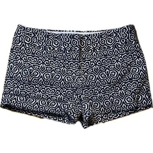 J.Crew Women's Size 8 Navy Blue & White Retro Geometric Patterned Shorts - Picture 1 of 4