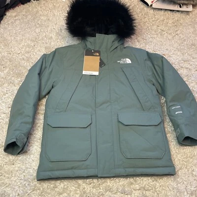 The North Face McMurdo Parka 600 Boys Size XS Xsmall Fur Hood Dark Sage $250 NEW - Image 1 of 4