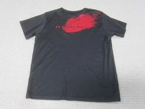 Under Armour Shirt Boys Medium Black YMD Football Crew Neck Graphic Print Youth - Picture 1 of 10