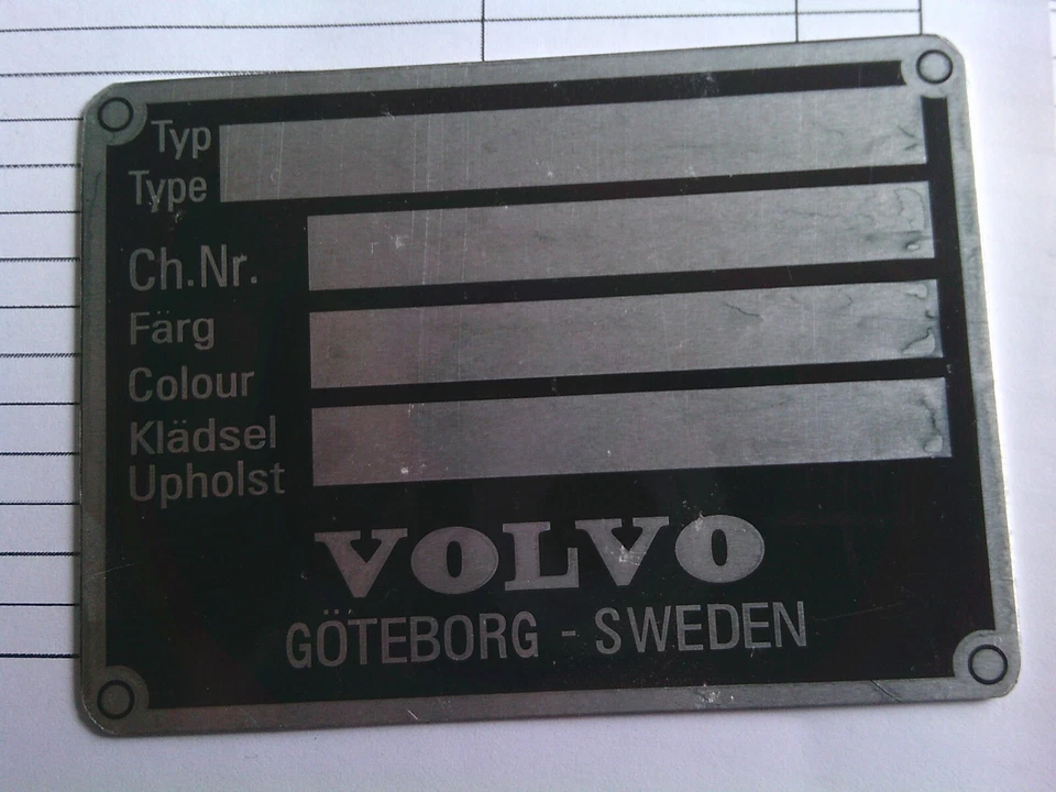 Type plate Volvo ID-plate S65 Amazon PV 444 544 210 120 122 124 - Image 1 of 1