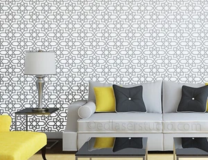 Plantilla marroquí de paredes grandes patrón pintura muebles artesanías reutilizables TE457 - Imagen 1 de 21