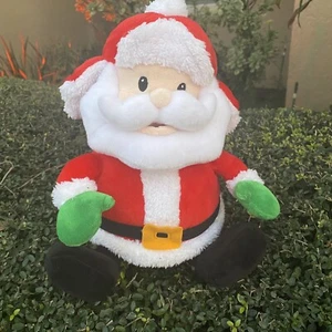 Sound and Light 10"  Santa Claus Plush Sitting Hunter style Hat ANIMATRONICS - Picture 1 of 6