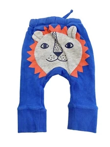 SEED Baby Blue Red Lion Elastic Waist Tie Cotton Leggings Size 000 Fit 0-3 mths - Picture 1 of 5