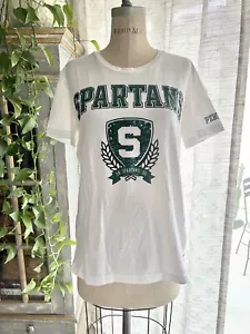 Victorias Secret PINK Michigan State Spartans MSU Shirt Oversized Small Twilight - Picture 1 of 10