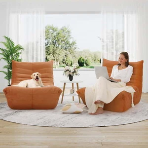 1/2er Set Floor Sofa Sämischleder Kaminsessel Gemütlich BeanBagStuhl Tatami-Sofa - Bild 1 von 73