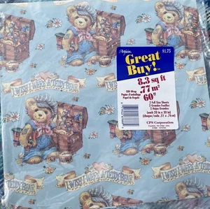 New Vintage Artfaire Teddy Bear Toy Chest Gift Wrapping Paper - Picture 1 of 6
