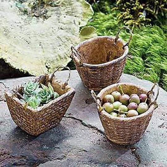 Miniature Dollhouse FAIRY GARDEN  Set of three french laundry baskets gardening - Изображение 1 из 1