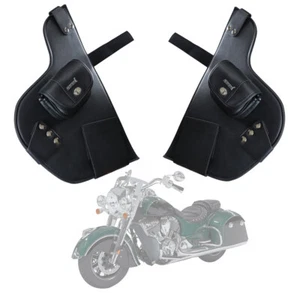 Black Lower Chaps Leg Warmer Storage Wind Deflectors Bag For 2014-23 Indian Road - Picture 1 of 7