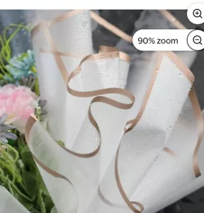 Leoyoubei 20 Ct., Transparent Wrapping Paper, Waterproof, 23" Gold Edge Whi - Picture 1 of 4