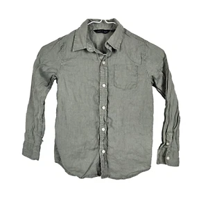 Janie and Jack 100% Linen Boys Button Front Shirt Size 6 Green Olive Preppy - Picture 1 of 5