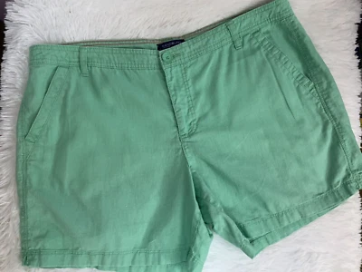 Shorts de praia feminino Bandolino tamanho 16 mistura de linho verde espuma do mar preppy - Imagem 1 de 4