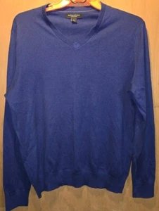 Banana Republic Herren Pullover Large Blau Luxus Mischung Seide Kaschmir V-AUSSCHNITT L - Bild 1 von 8