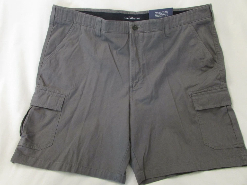 Croft & Barrow Cargo Shorts Size 44 Flex Waist Classic Fit Castlerock Gray E8