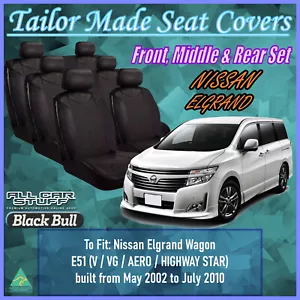 Leather Look Seat Covers (3 Row Set) for Nissan Elgrand E51: 05/2002 to 07/2010 - Picture 1 of 12