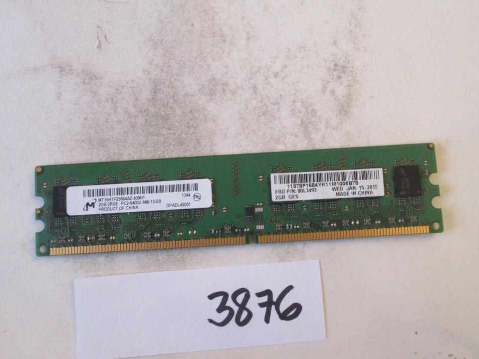 Micron MT16HTF25664AZ-800H1 2Gb PC2-6400 800Mhz DDR2 Desktop Memory RAM (3876) - Image 1 of 2