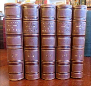 George Sand History of My Life Autobiography 1856 lovely 5 vol. leather set - Bild 1 von 7