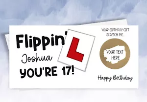 Tarjeta de rascar de cumpleaños 17 personalizada, vale de regalo, revelar lecciones de manejo - Imagen 1 de 8