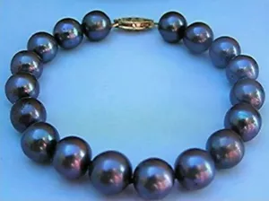 Brazalete brazalete 6" 7.5" 8.5" 8-9mm perlas cultivadas Akoya negras oro 14K GP - Imagen 1 de 3