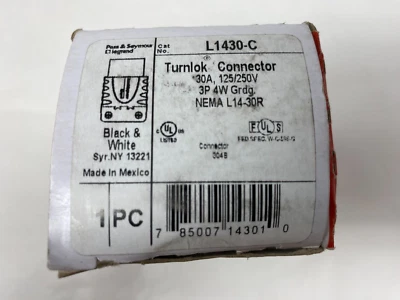 Pass & Seymour L1430-C Turnlok Connector 30A 125/250V 3P 4W NEMA L14-30R - Image 1 of 4