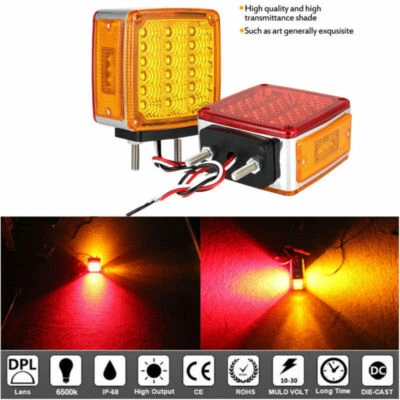 Luz trasera 2 piezas LED ámbar/rojo doble cara montaje perno cabina guardabarros parada señal de giro Foto 1 de 4