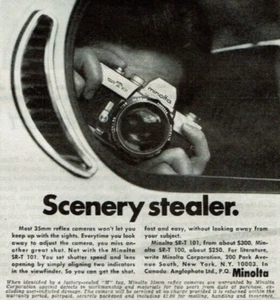1972 Vintage Print Ad Scenery stealer Minolta SR-T 101 100 35mm Reflex Cameras - Picture 1 of 2