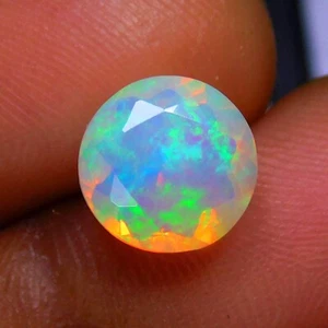 Round Shape AAA Quality Faceted Ethiopian Opal Loose Gemstone 1.7cts - Picture 1 of 4