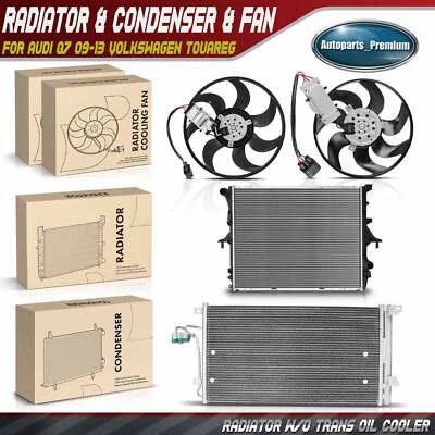Kit de radiador y condensador de aire acondicionado y ventilador de refrigeración para Audi Q7 09-13 Volkswagen Touareg Foto 1 de 4