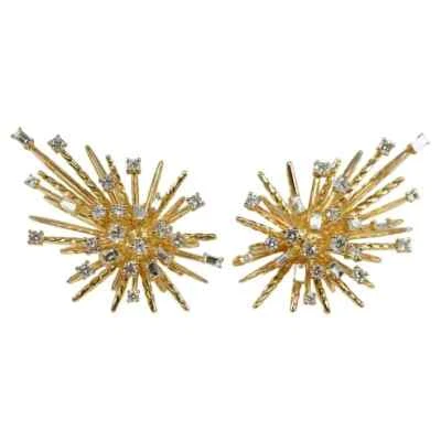 $9300 DAVID YURMAN 18K GOLD LARGE SUPERNOVA CLIMBER DIAMOND EARRINGS - Image 1 of 4