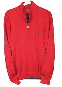Polo Ralph Lauren Men's 100% Cotton 1/4 Zip Sweater Red SIZE XXL 2XL NEW No Tags - Picture 1 of 9