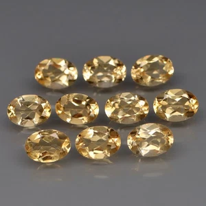 Ovalado 7x5mm. Real 100% Natural Amarillo Citrino Brasil Limpio 10 Piezas/7.24Ct. - Imagen 1 de 6