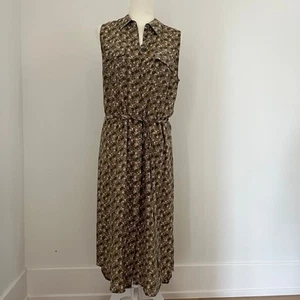 Equipment Femme Tegan Silk Sleeveless Midi Shirt Dress Green Floral Medium - Picture 1 of 7