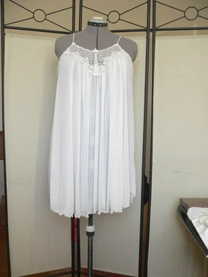 Damen Nachthemd+Negligee,weiss,kurz,Spaghettiträger,Nylon,38,40,42,M,Miss Elaine - Bild 1 von 4