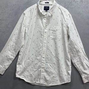 American Eagle Herren Button Down Hemd MT weiß Hula Girl Print ernsthaft weich - Bild 1 von 15