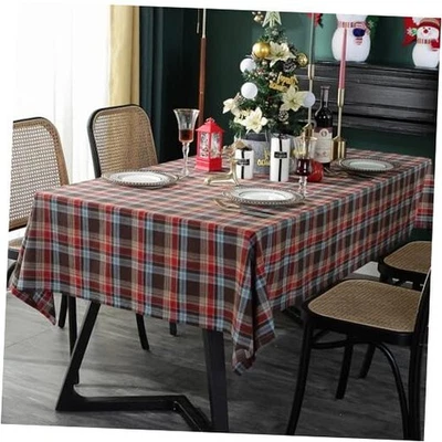 Mantel a Cuadros para 55"x70" (Se Adapta a Mesas 48"-60" de Largo) Café Rojo Cuadros Foto 1 de 4