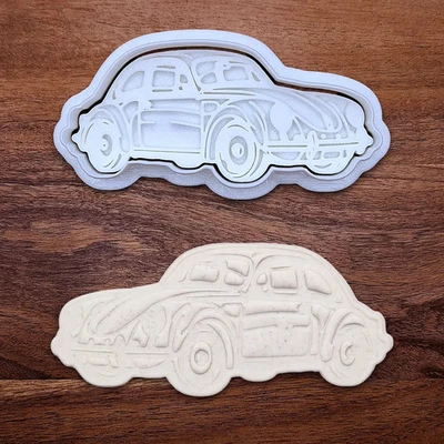 Cortador y sello de galletas para automóvil - Molde de fondant de arcilla artesanal para hornear cochecito perforador Foto 1 de 4